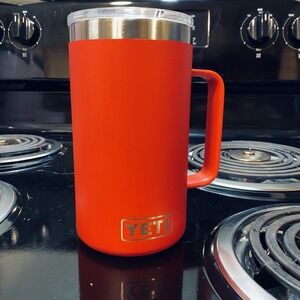 YETI Rambler Mug Red 24oz Insulated Travel Coffee Cup Handle Lid W/Out Mag Slidr